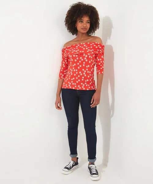Tops Tunics and Blouses Apparel Ditsy Daisy Bardot Jersey Top Red Joebrowns Tops Tunics and Blouses Apparel Ditsy Daisy Bardot Jersey Top Red Joebrowns