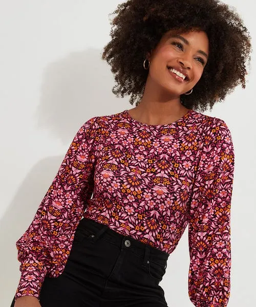 Tops Tunics and Blouses Apparel Wilhelmina Jersey Top Pink Joebrowns