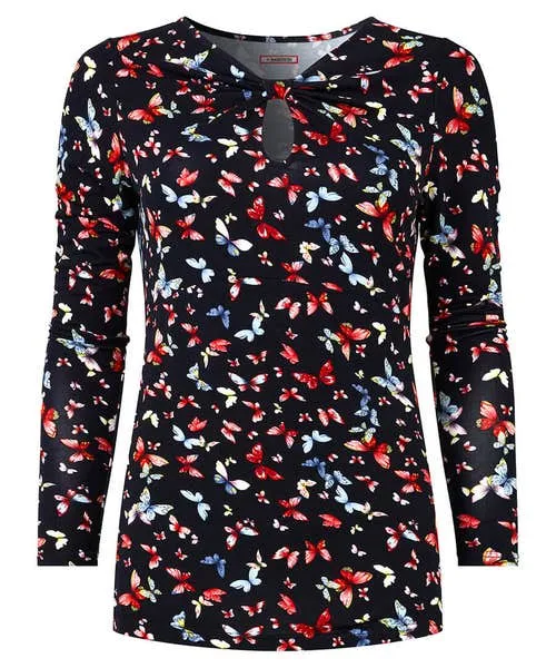 Tops Tunics and Blouses Make A Statement Keyhole Jersey Print Top Black Joebrowns Apparel Tops Tunics and Blouses Make A Statement Keyhole Jersey Print Top Black Joebrowns Apparel