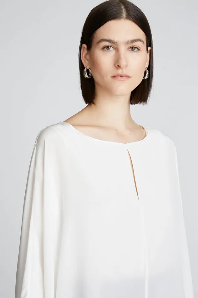 Tops Women Halston Wendy Top In Crepe De Chine Chalk