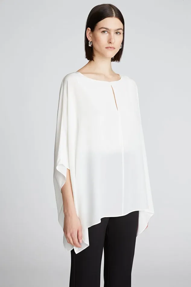 Tops Women Halston Wendy Top In Crepe De Chine Chalk