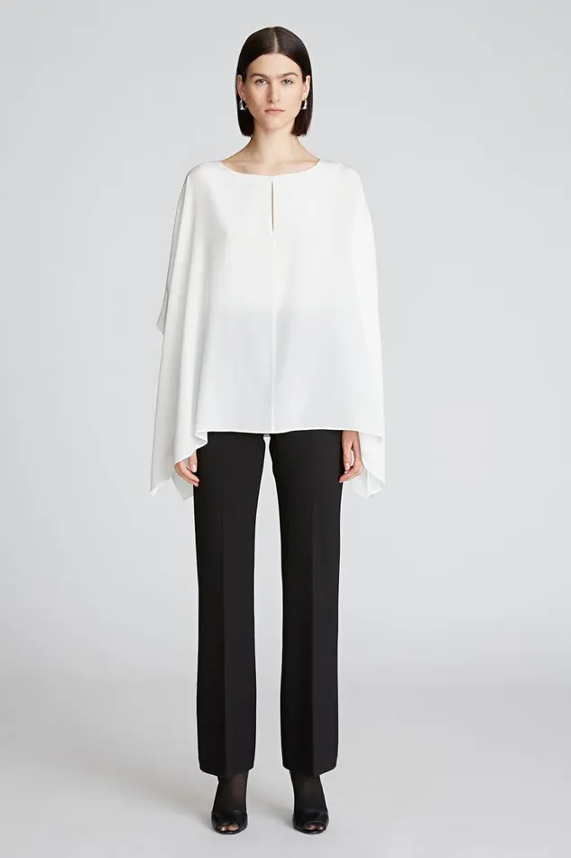 Tops Women Halston Wendy Top In Crepe De Chine Chalk