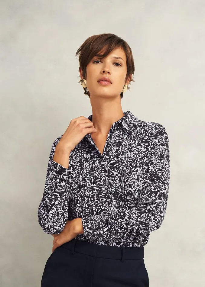 Tops Women HOBBS Astraea Shirt Navy Ivory