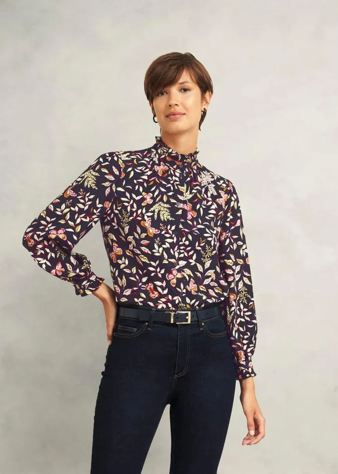 Tops Women HOBBS Elspeth Blouse Navy Multi