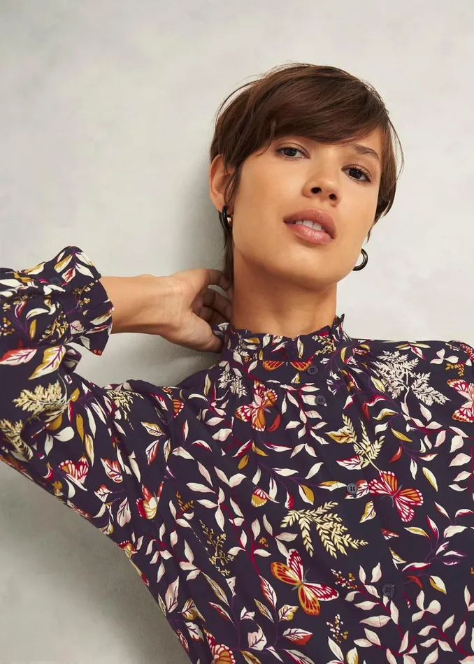 Tops Women HOBBS Elspeth Blouse Navy Multi
