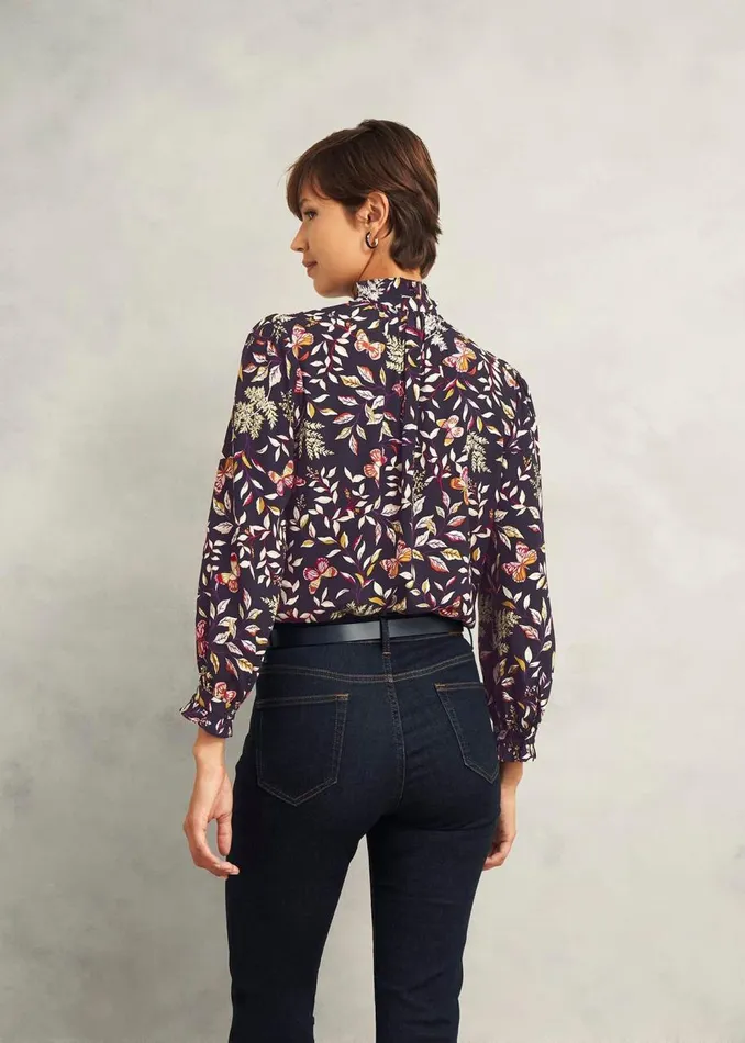 Tops Women HOBBS Elspeth Blouse Navy Multi