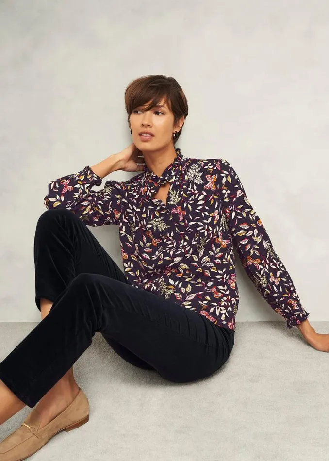 Tops Women HOBBS Elspeth Blouse Navy Multi