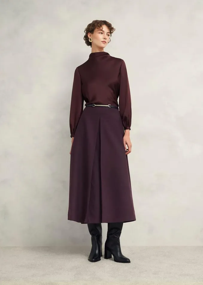 Tops Women HOBBS Lulworth Satin Blouse Cocoa Brown