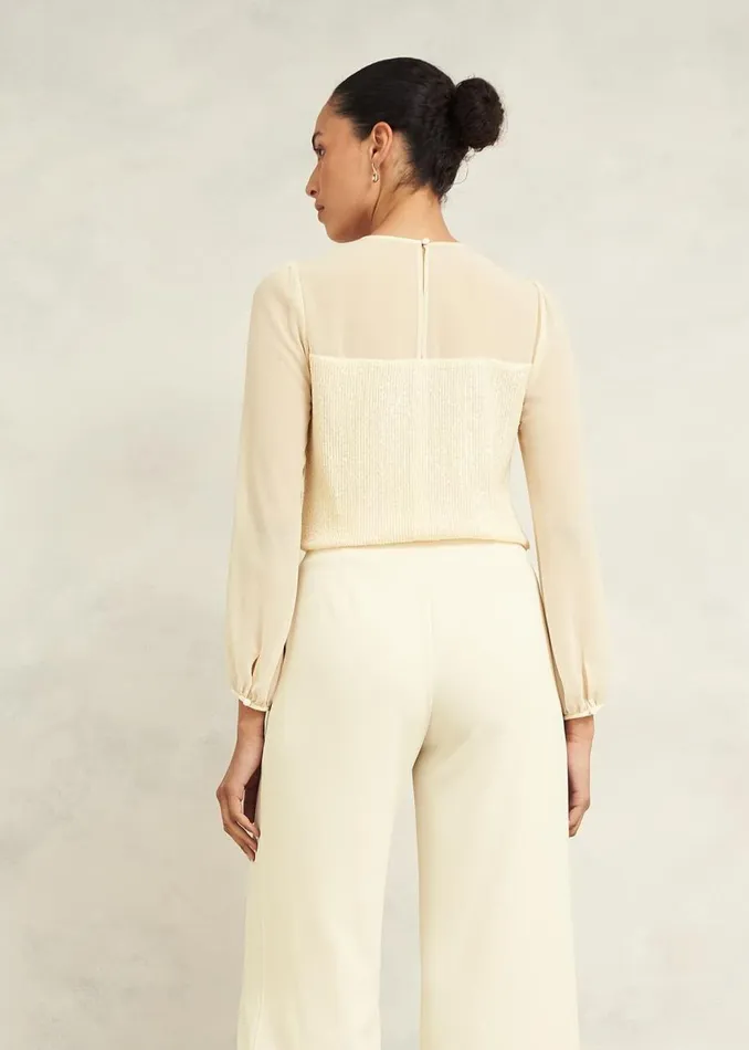 Tops Women HOBBS Zariah Sequin Top Buttercream