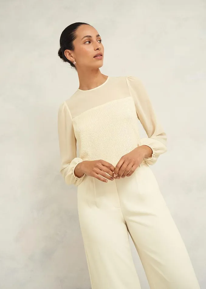 Tops Women HOBBS Zariah Sequin Top Buttercream