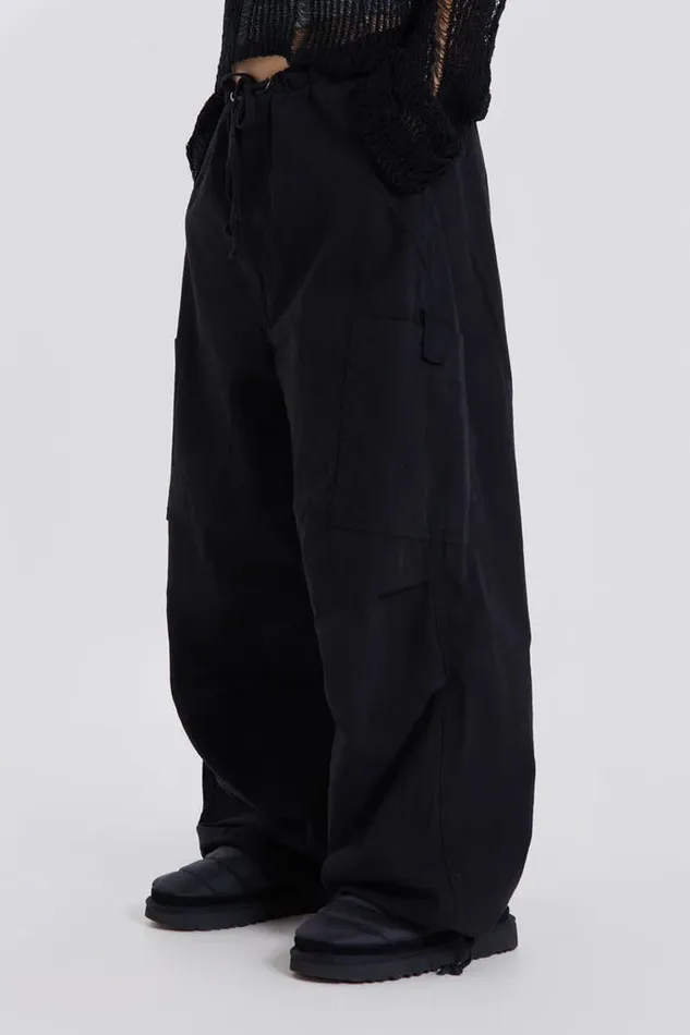 Tops Women Jaded London Shop Black Parachute Cargo Pants