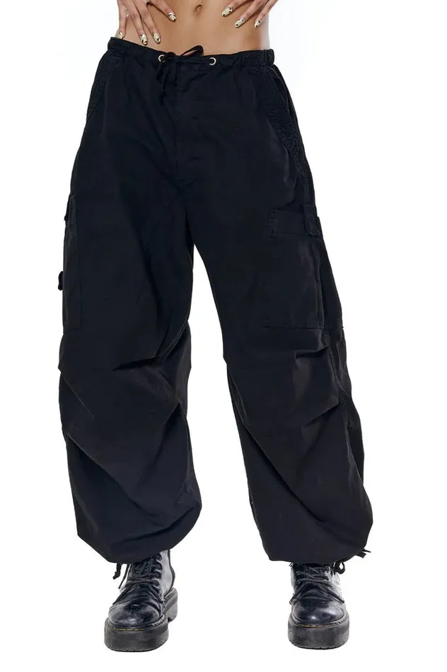 Tops Women Jaded London Shop Black Parachute Cargo Pants