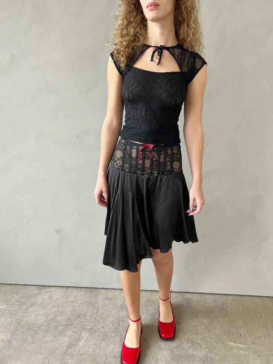 Tops Women Mariposa Lace Bow Tee Night Lisa Says Gah