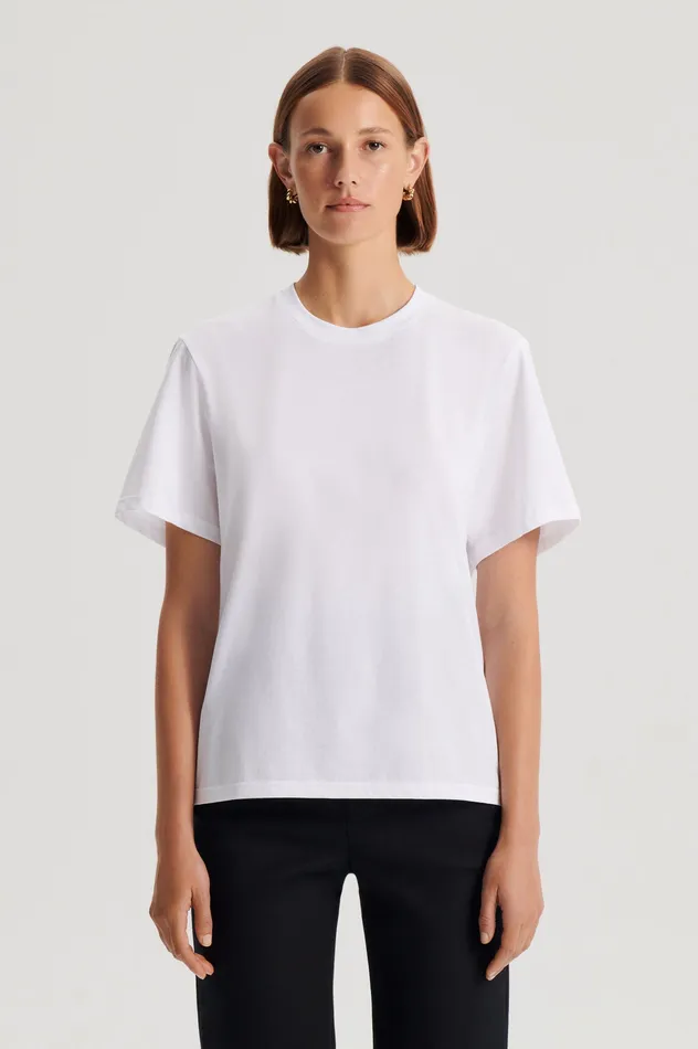 Tops Women MERCERISED LOOSE FIT TSHIRT WHITE Scanlan Theodore Tops Women MERCERISED LOOSE FIT TSHIRT WHITE Scanlan Theodore