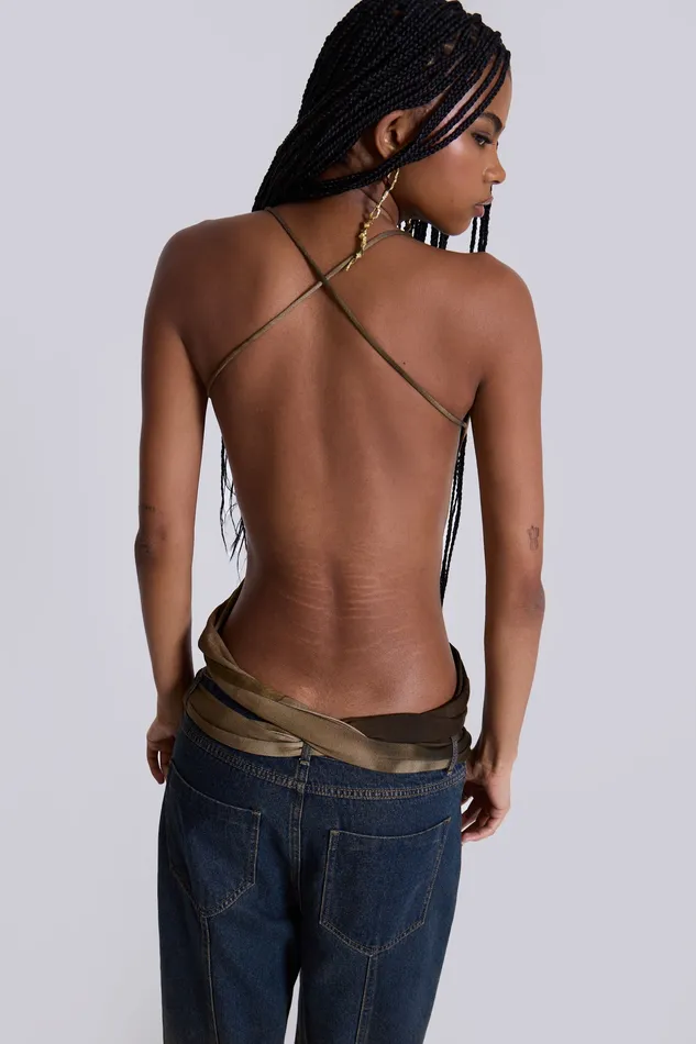 Tops Women Shop Ayla Backless Plunge Wrap Top Jaded London