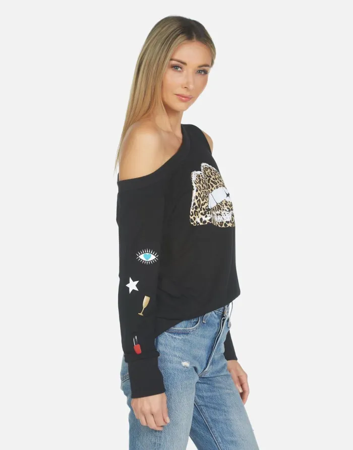 Trinidy Leopard Lip Black Women039s Lauren Moshi Long Sleeve