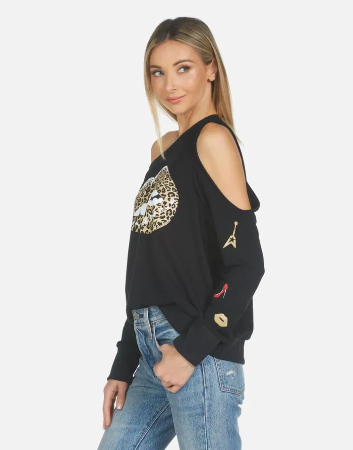 Trinidy Leopard Lip Black Women039s Lauren Moshi Long Sleeve