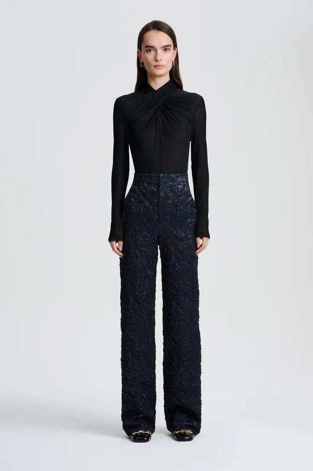Trousers Scanlan Theodore Women FRENCH JACQUARD TROUSER BLACK