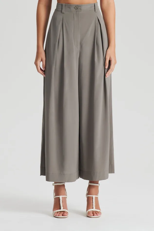 Trousers SILK CROP TROUSER TAUPE 8211 Scanlan Theodore Women Trousers SILK CROP TROUSER TAUPE 8211 Scanlan Theodore Women