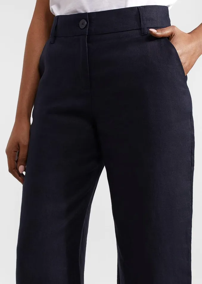 Trousers Women HOBBS Petite Lynn Linen Trousers Navy