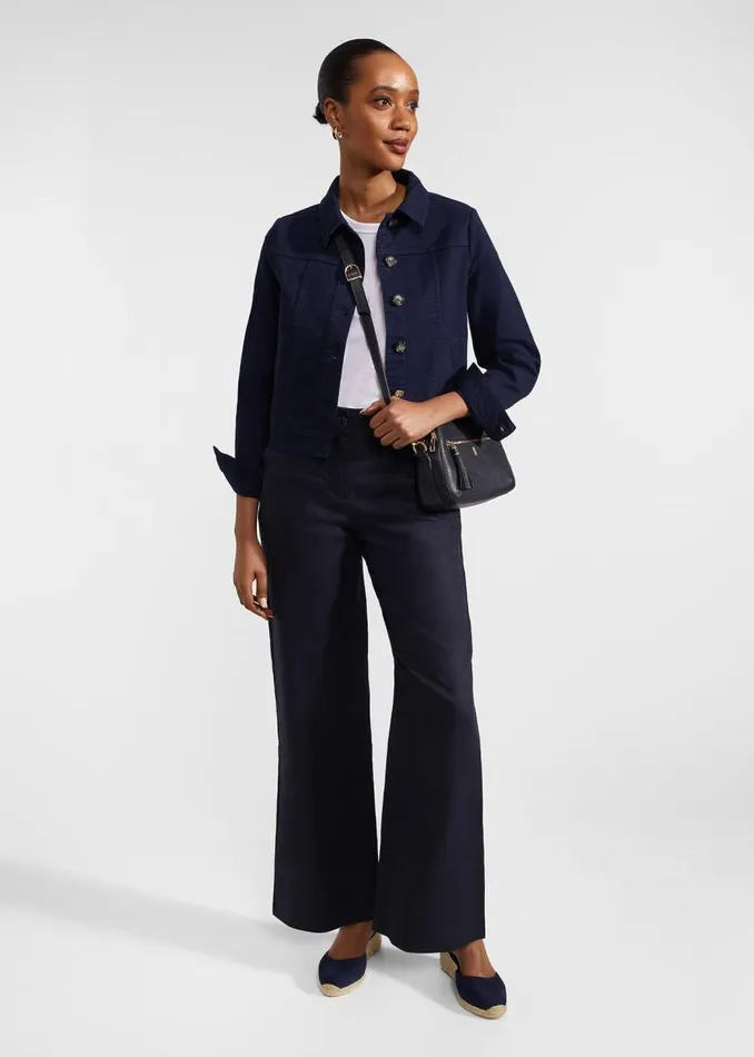 Trousers Women HOBBS Petite Lynn Linen Trousers Navy