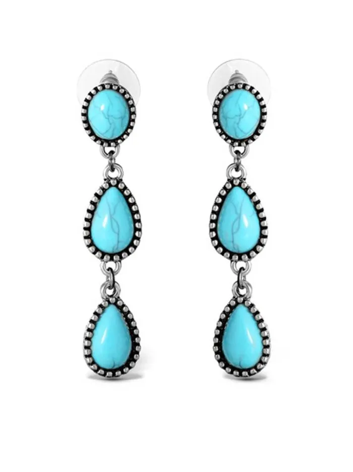 Turquoise Collection Accessories Jessica Simpson Three Stone Drop Earrings