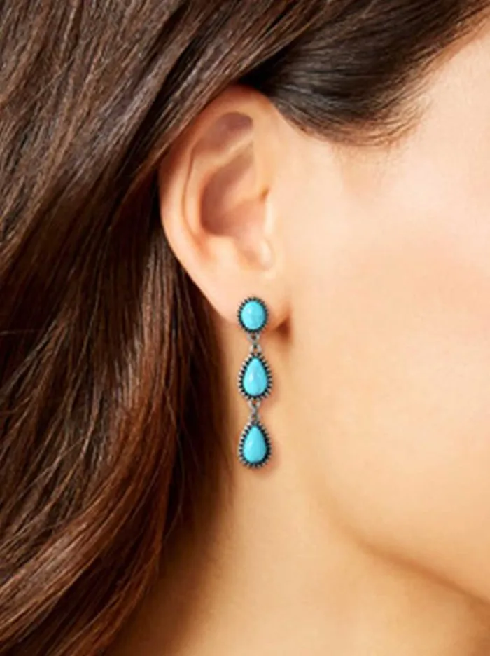 Turquoise Collection Accessories Jessica Simpson Three Stone Drop Earrings