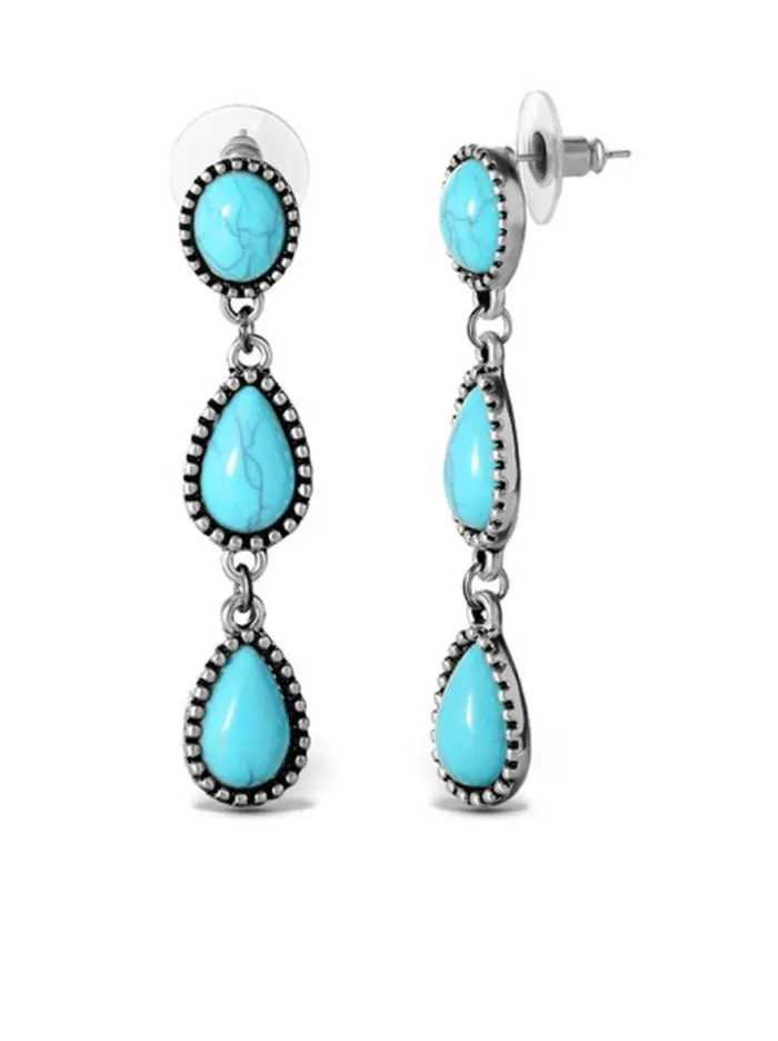Turquoise Collection Accessories Jessica Simpson Three Stone Drop Earrings