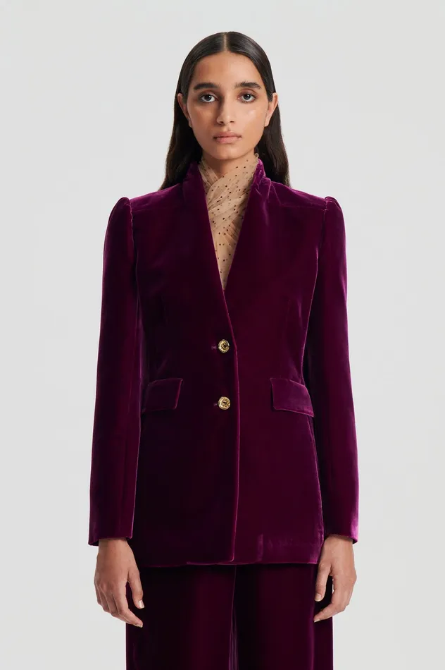 VELVET JACKET MULBERRY Women Jackets Scanlan Theodore VELVET JACKET MULBERRY Women Jackets Scanlan Theodore