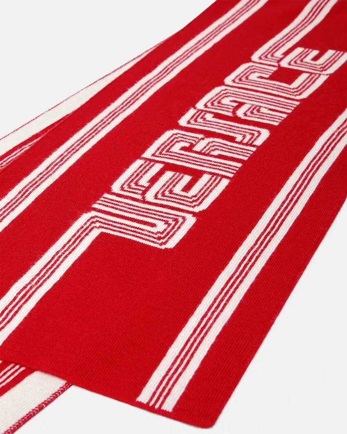 Versace Bags and Accessories Kids Volcanico Logo Knit Scarf Red