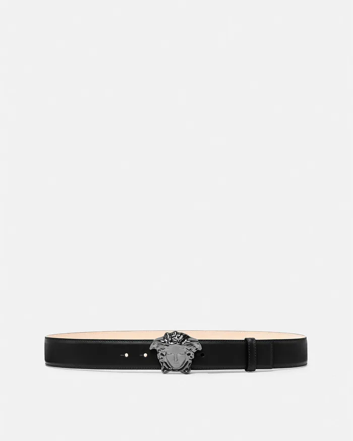 Versace Belts Men La Medusa Leather Belt 4 Cm Black