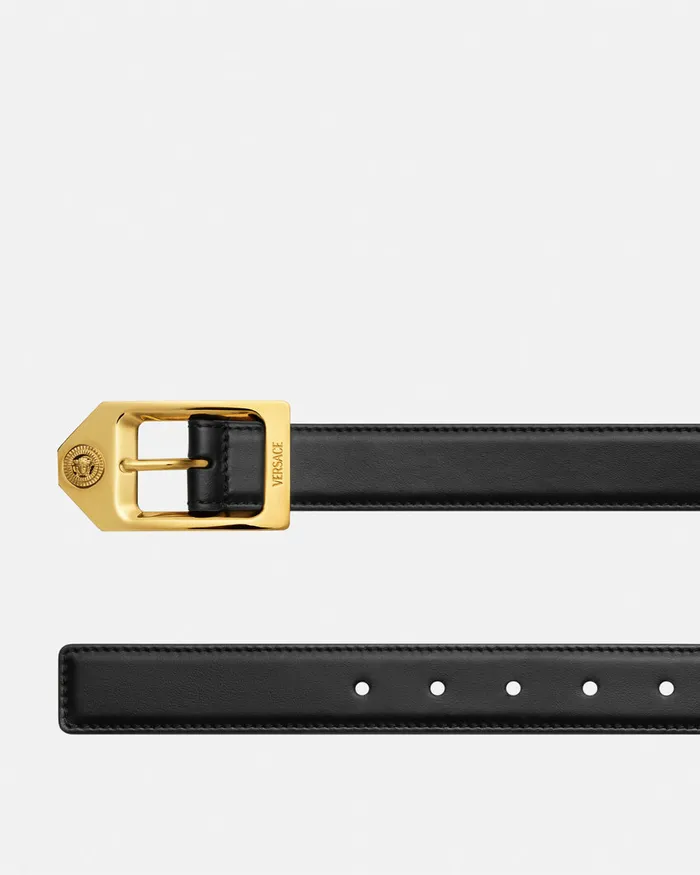 Versace Belts Men Medusa Biggie Leather Belt 12034 Blackgold