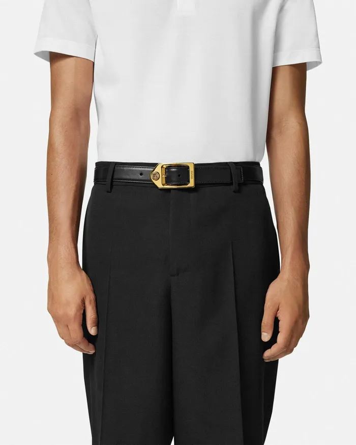 Versace Belts Men Medusa Biggie Leather Belt 12034 Blackgold