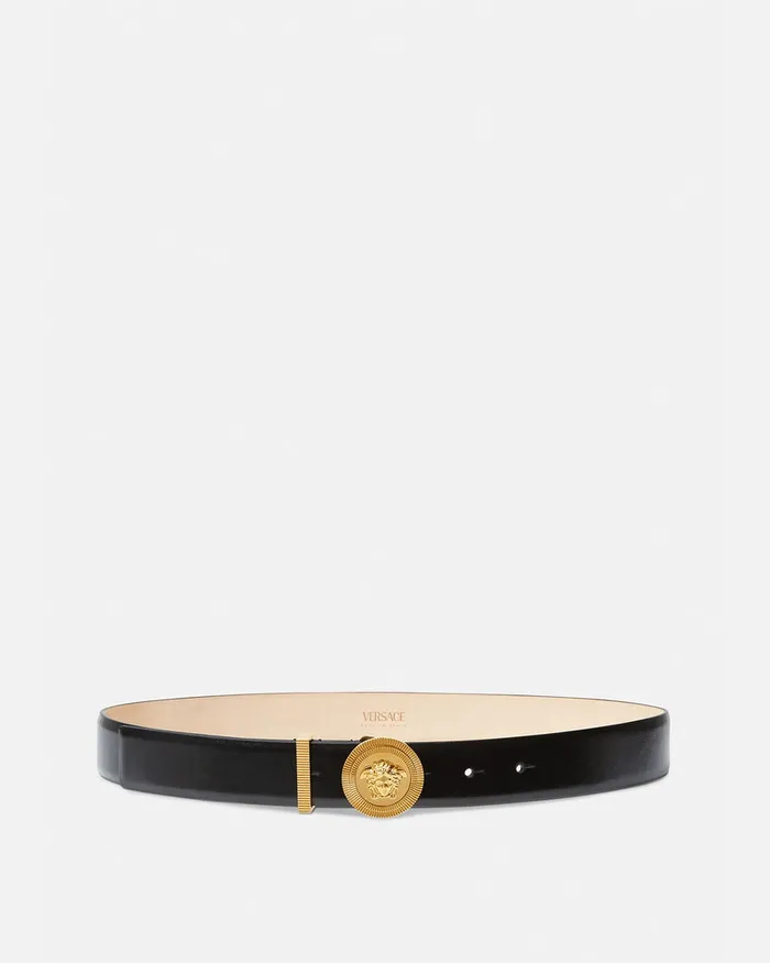 Versace Belts Women Medusa Biggie Leather Belt 3 Cm Blackgold