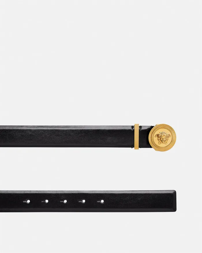 Versace Belts Women Medusa Biggie Leather Belt 3 Cm Blackgold