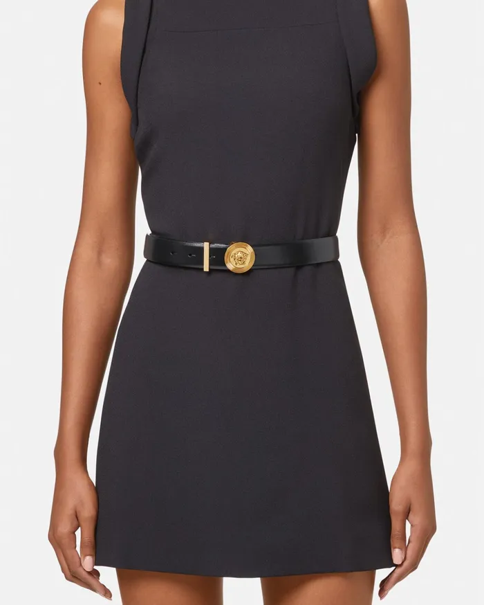 Versace Belts Women Medusa Biggie Leather Belt 3 Cm Blackgold