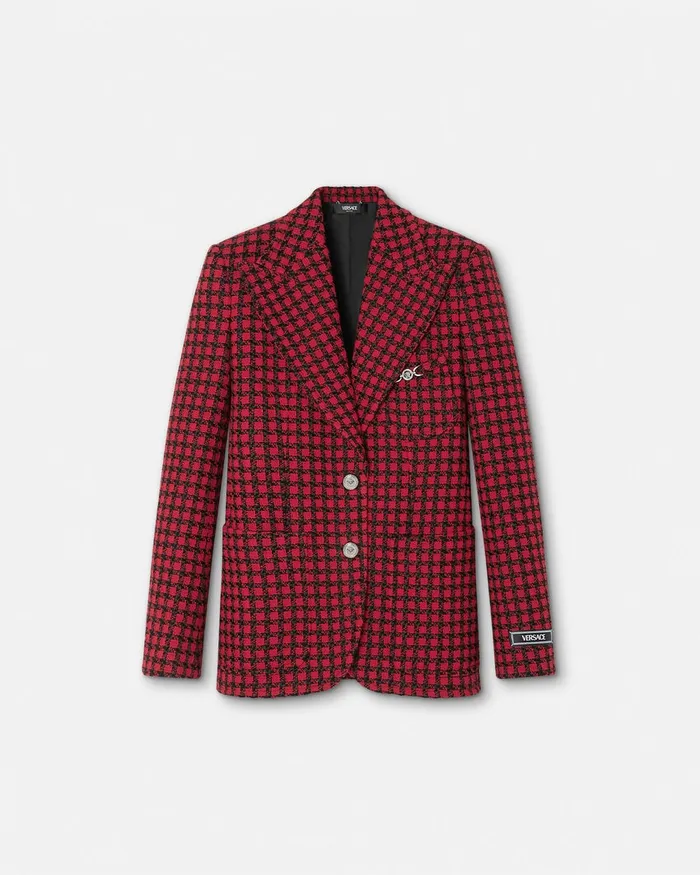 Versace Blazer and Jackets Women Tweed Masculine Blazer Blackred
