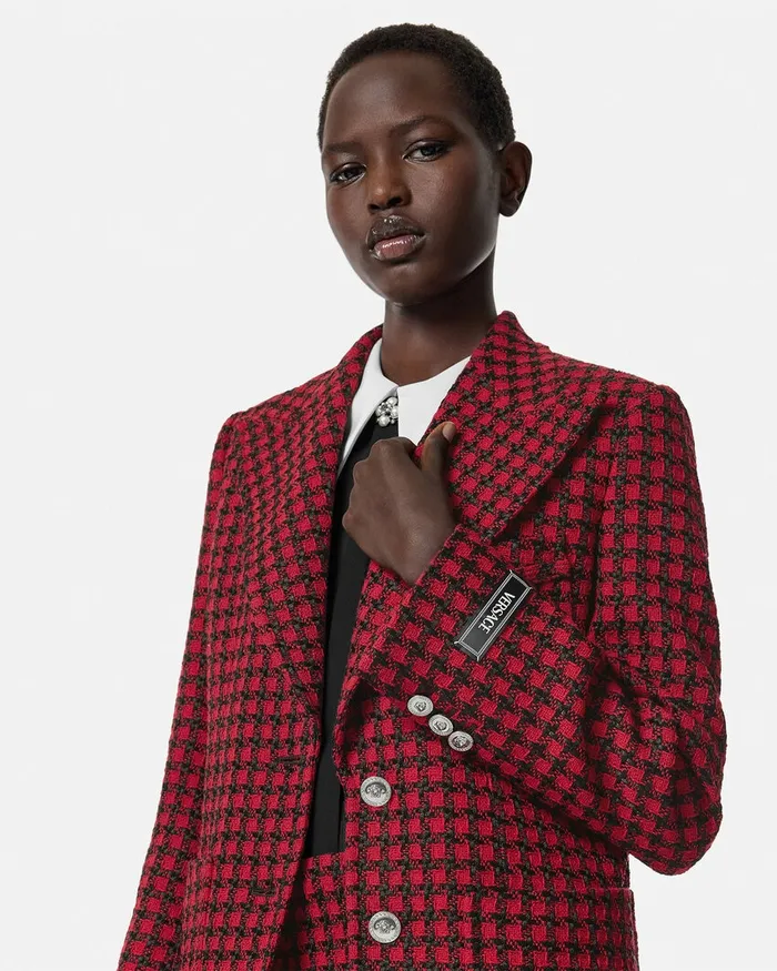 Versace Blazer and Jackets Women Tweed Masculine Blazer Blackred