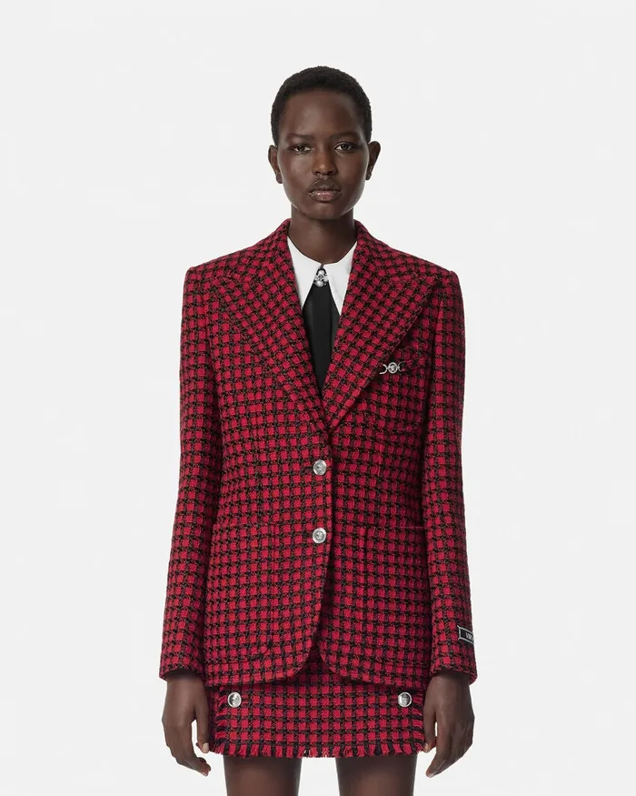 Versace Blazer and Jackets Women Tweed Masculine Blazer Blackred