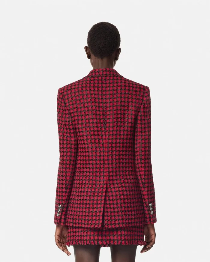 Versace Blazer and Jackets Women Tweed Masculine Blazer Blackred