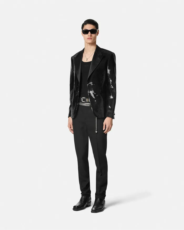 Versace Blazers and Suits Men Embellished SingleBreasted Blazer Black