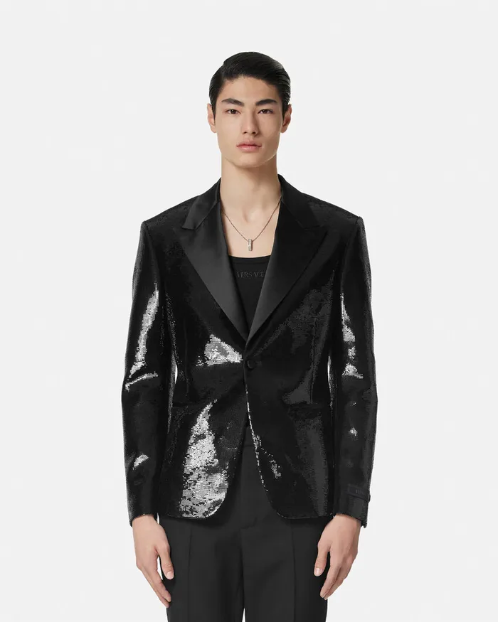 Versace Blazers and Suits Men Embellished SingleBreasted Blazer Black