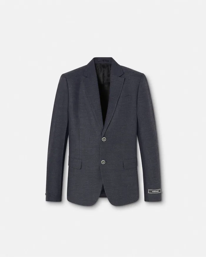 Versace Blazers and Suits Men Herringbone SingleBreasted Blazer Gray