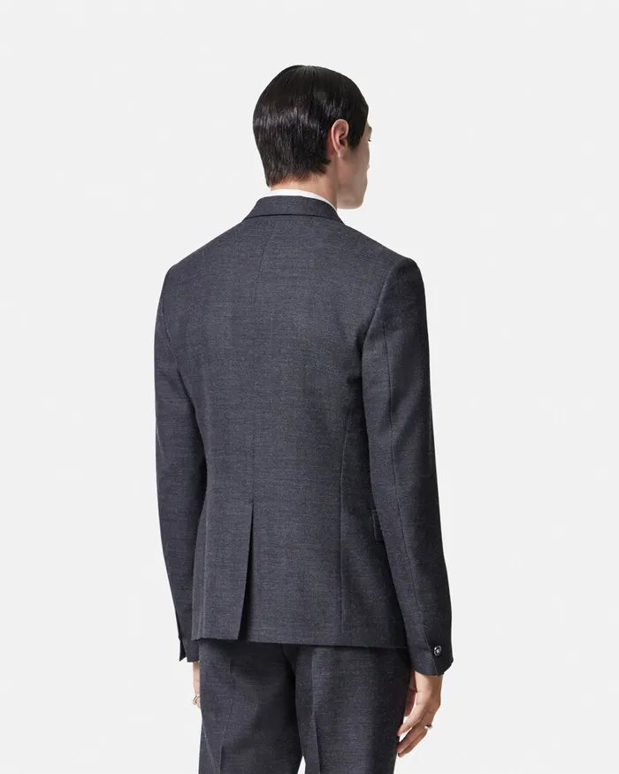Versace Blazers and Suits Men Herringbone SingleBreasted Blazer Gray