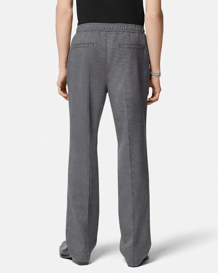 Versace Blazers and Suits Men Houndstooth Wool Pants Gray