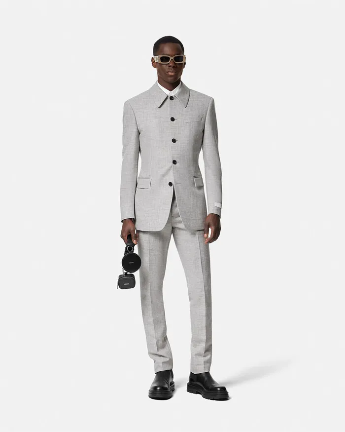 Versace Blazers and Suits Men WoolBlend Formal Pants Gray