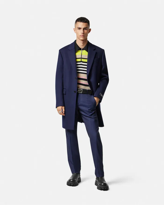 Versace Blazers and Suits Men Wool Formal Pants Blue