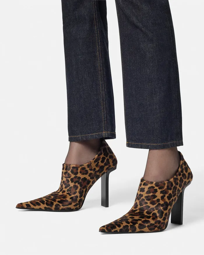 Versace Boots Women Leopard Slice Ankle Boots 105 Mm Animalier