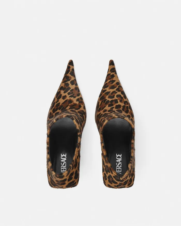 Versace Boots Women Leopard Slice Ankle Boots 105 Mm Animalier