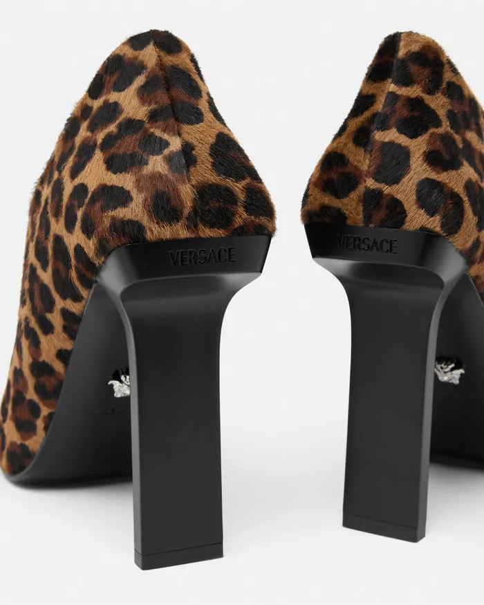 Versace Boots Women Leopard Slice Ankle Boots 105 Mm Animalier